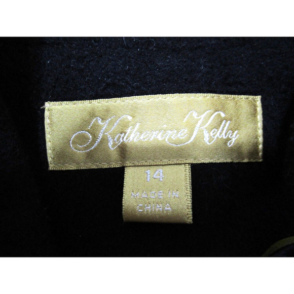 EUC! Katherine Kelly Black 100% Cashmere Button Up Long Coat Women Sz 14 - Picture 5 of 10